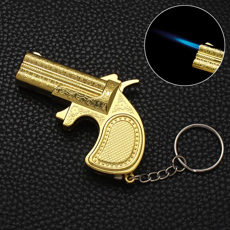 

2025 Metal Windproof Pendant Lighter Outdoor Portable Spray Blue Flame Torch Inflatable Lighter Cigarette Accessories Men's Gift