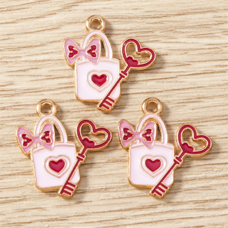10 Stück süße Mischung Emaille Liebe Herz Buchstaben Charms Anhänger für DIY Halsketten Ohrringe Valentinstag Schmuckherstellung Zubehör – Detail 9