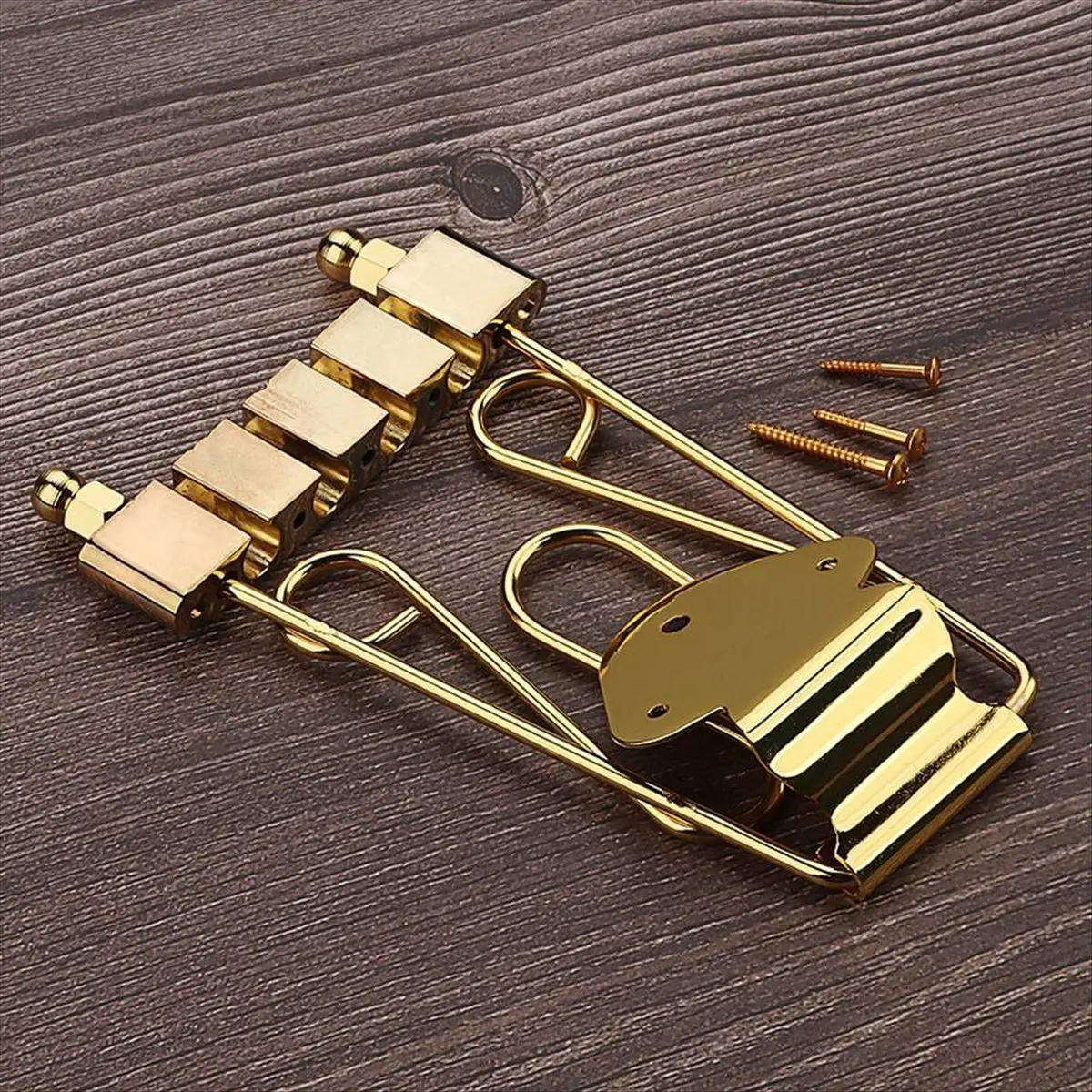 TUREBG 4 String Trapeze Tailpiece Guitar Bridge with Screws Compatible with Jazz Archtop Electric Guitars