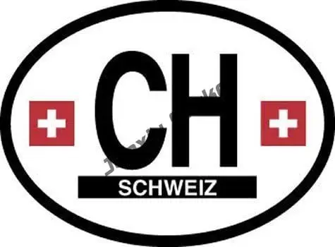 Switzerland with Flag Sticker CH Country Code Vinyl Reflective Decal Germanic Home Pride Travel Car Truck Oval Waterproof Decor