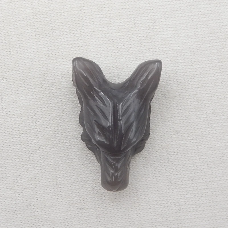 Handmade Smoky Quartz Carved Wolf Head Pendant Bead23mm