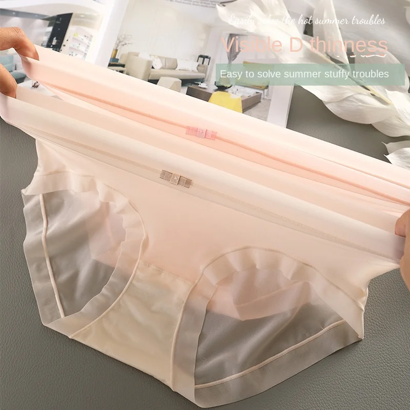 

Комплект из 3 шт. женских бесшовных трусиков из ледяного шелка, ультратонкие, полупрозрачные, сексуальные, со средней посадкой, быстросохнущие