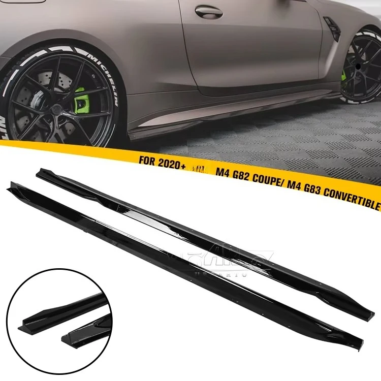 Auto Refit Parts Side Skirts Splitter ABS Carbon Fiber Looks 4 PCS Side Skirt for M4 G82 Coupe M4 G83 Convertible 2020+