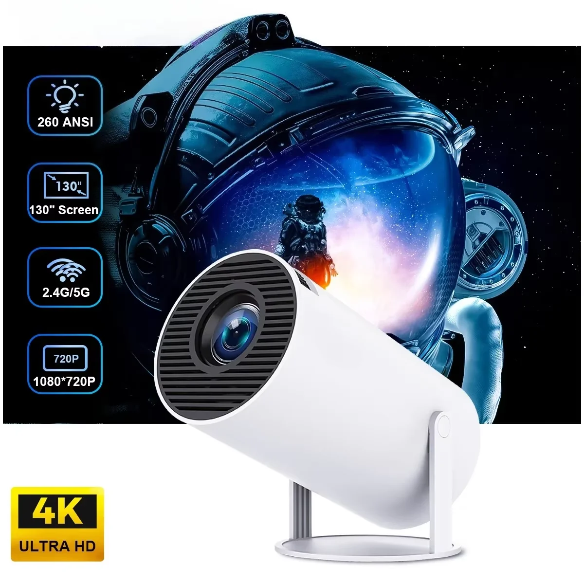 Android 11 4K Projector Wifi6 Hy300 Pro Allwinner H713 260Ansi Bt5.0 1280*720P Dual Wifi Home Theater Portable Outdoor