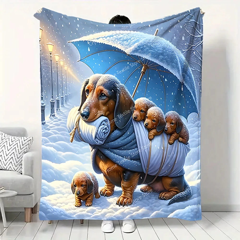 

Одеяло с принтом щенков в снегу, детское одеяло для взрослых, мягкое теплое постельное белье для кровати, дивана, уличное дорожное одеяло Cobertor