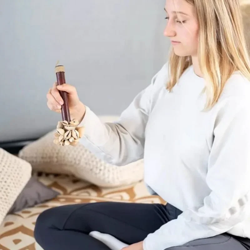 Natural Fruit Shell Rattle Sound Therapy Nuts Beam Wind Chime Healing Gift Handbells Yoga Meditation Percussion Instruments