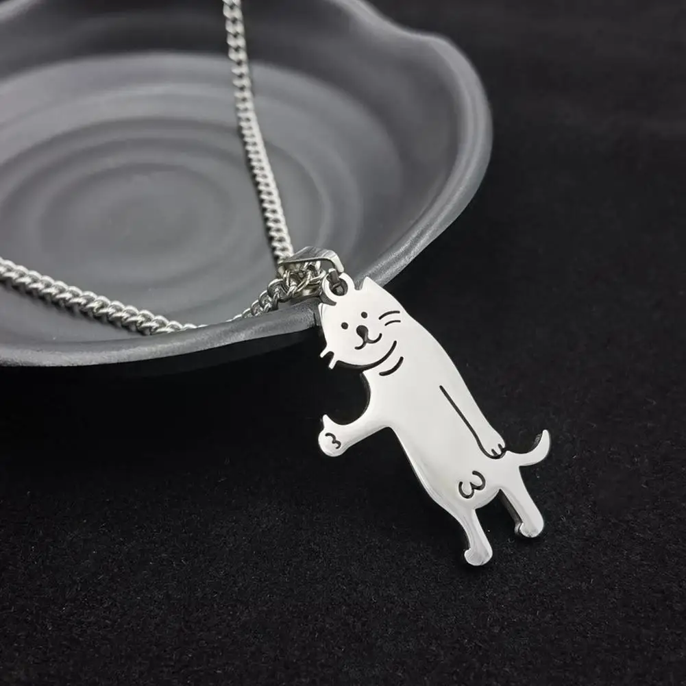 Stylish Unisex Necklace Anti-oxidation Metal Necklace Interesting Dress Up Hip Hop Necklace with Dog Cat Pendant Gift