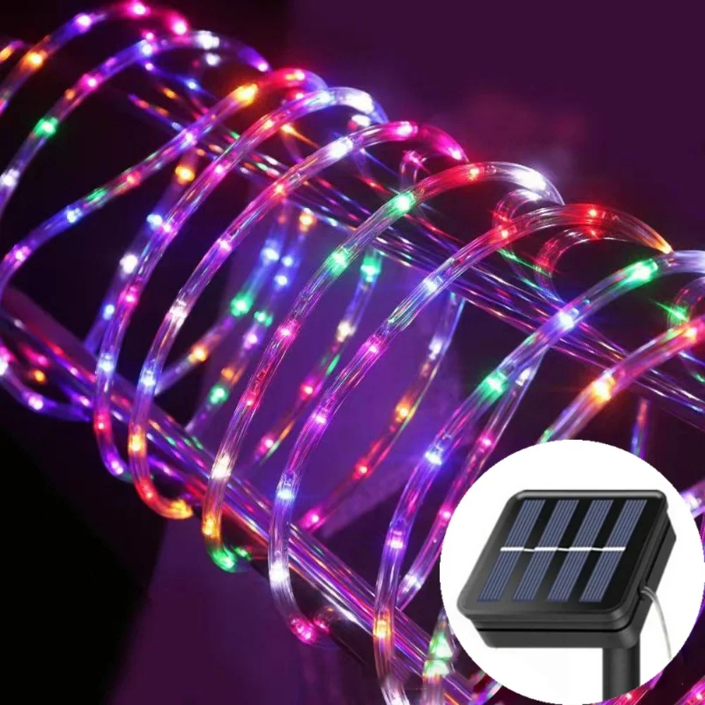 في الهواء الطلق الشمسية أنبوب حبل مصباح ليد حديقة عيد الميلاد الديكور الجنية سلسلة ضوء 5 متر/10 متر/20 متر في الهواء الطلق حفل زفاف Led مصباح