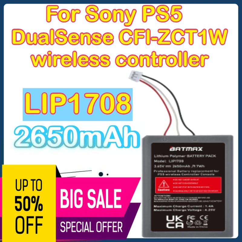 

2650mAh LIP1708 PS5 battery suitable for Sony PS5 DualSense CFI-ZCT1W wireless controller