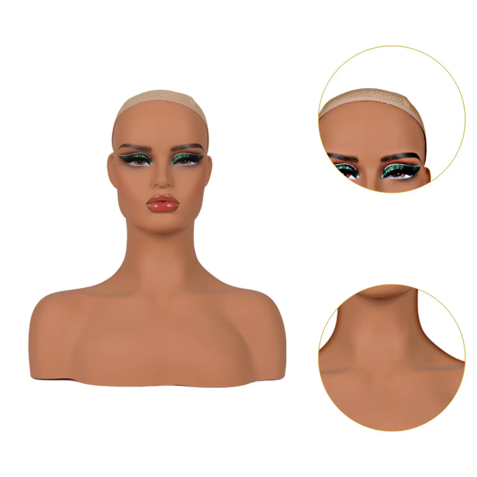 أنثى عارضة أزياء رئيس قبعة رف شاشة مع ماكياج شعر مستعار حامل شعر مستعار عرض نموذج للأقراط شعر مستعار صنع المجوهرات القبعات قطع الشعر