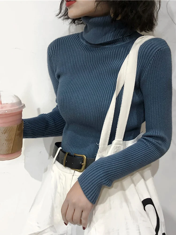 Damen Rollkragenpullover 2026 Herbst Winter Oberteile Koreanischer Slim-Fit Damen Pullover Strickpullover Pull Femme Hiver Truien