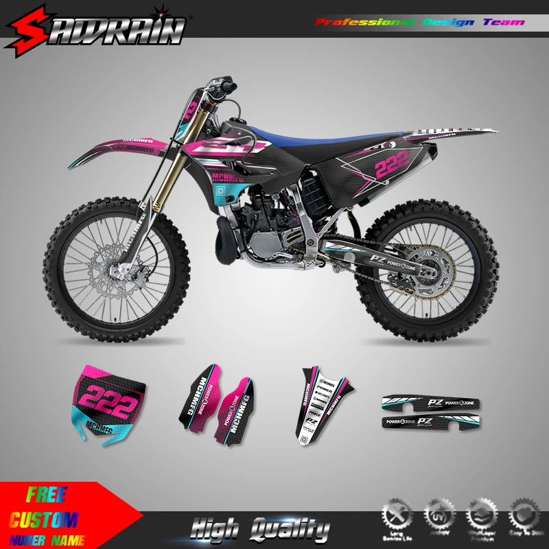 Sawrain Motorcycle Sticker Custom Team Graphics Decals Kit For YAMAHA 15-21 YZ125-250 16-21YZ250X