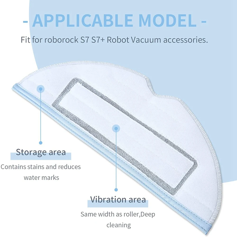 6 Pack Vacuum Replacement Mop Pads for Roborock S7 S7+ T7S Plus Accessories Reusable Wet Microfiber Soft Pad