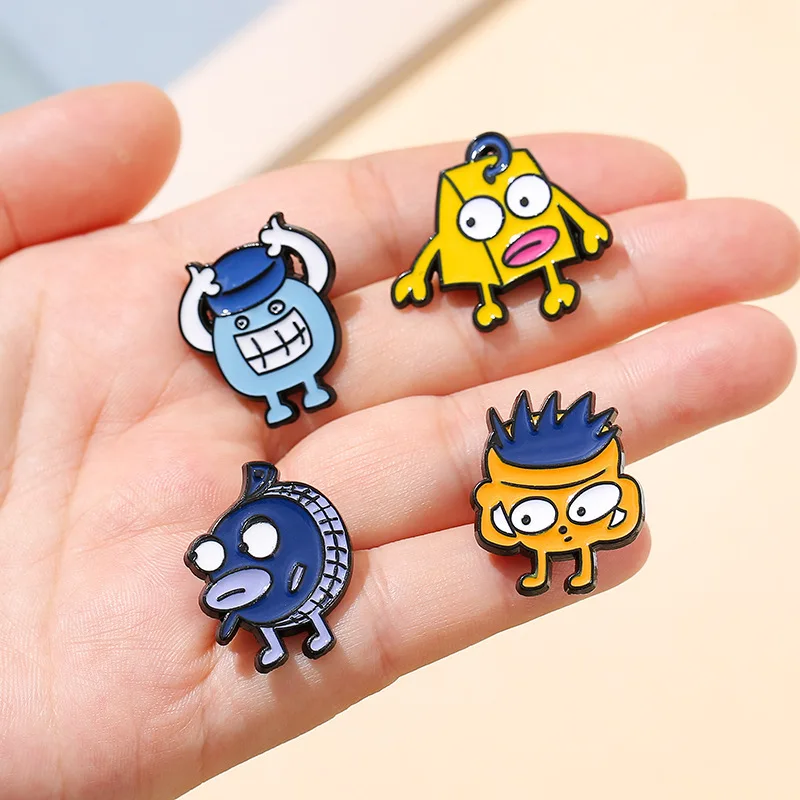 Original cartoon funny cute little monster metal backpack decoration accessories drip enamel brooch