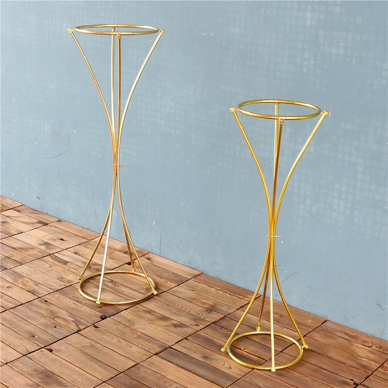 JAROWN Gold Plated Wedding Metal Flower Stand Tall Centerpiece Geometric Stand Vase Table Floral Display Stand Wedding Decor