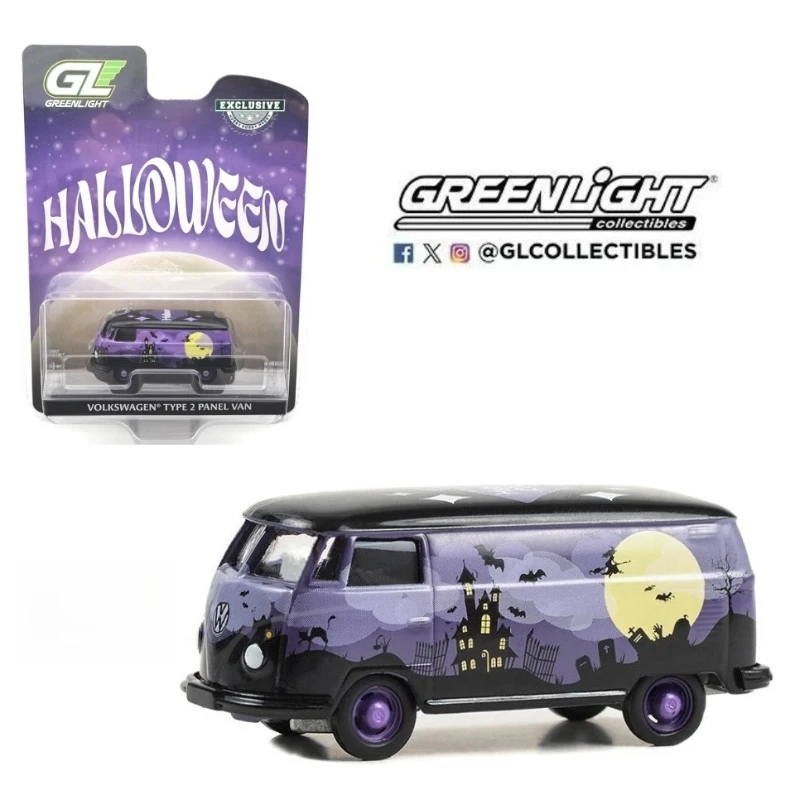 

GreenLight 1:64 Volkswagen TYPE 2-панельный фургон-2023 Хэллоуин моделирование сплава модель автомобиля детские игрушки коллекция подарки
