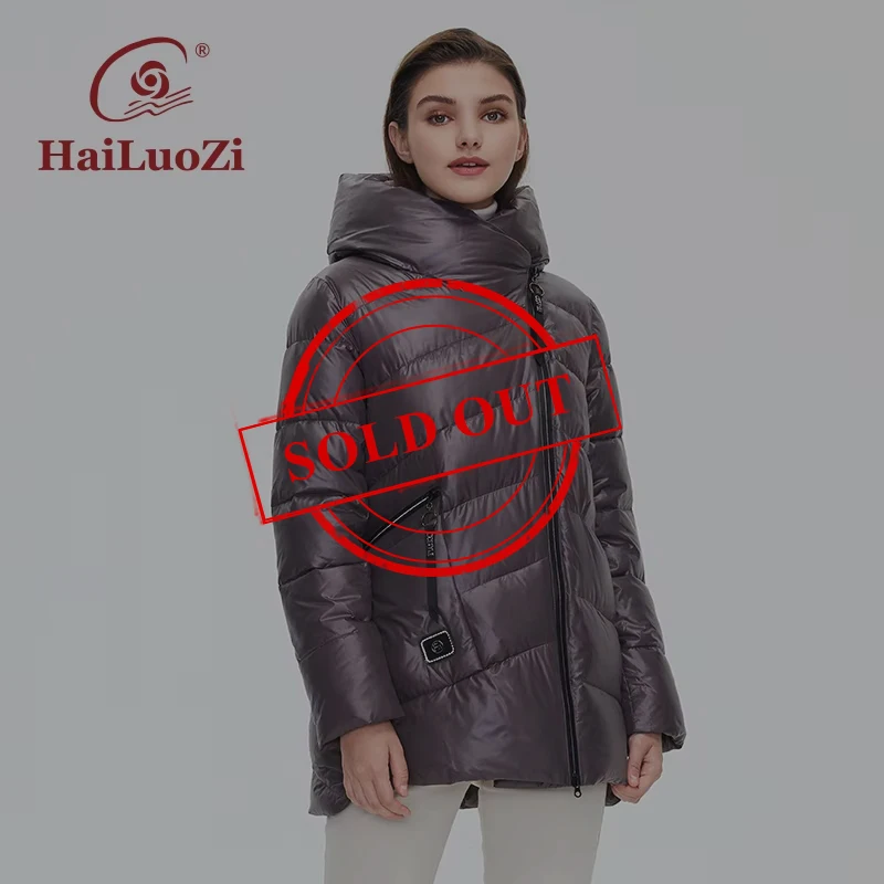 HaiLuoZi 2022 New Winter Jacket Women\'s Down Coat Female Quality Hooded Casual Short High Collar Thickened Fashion Parkas 6076