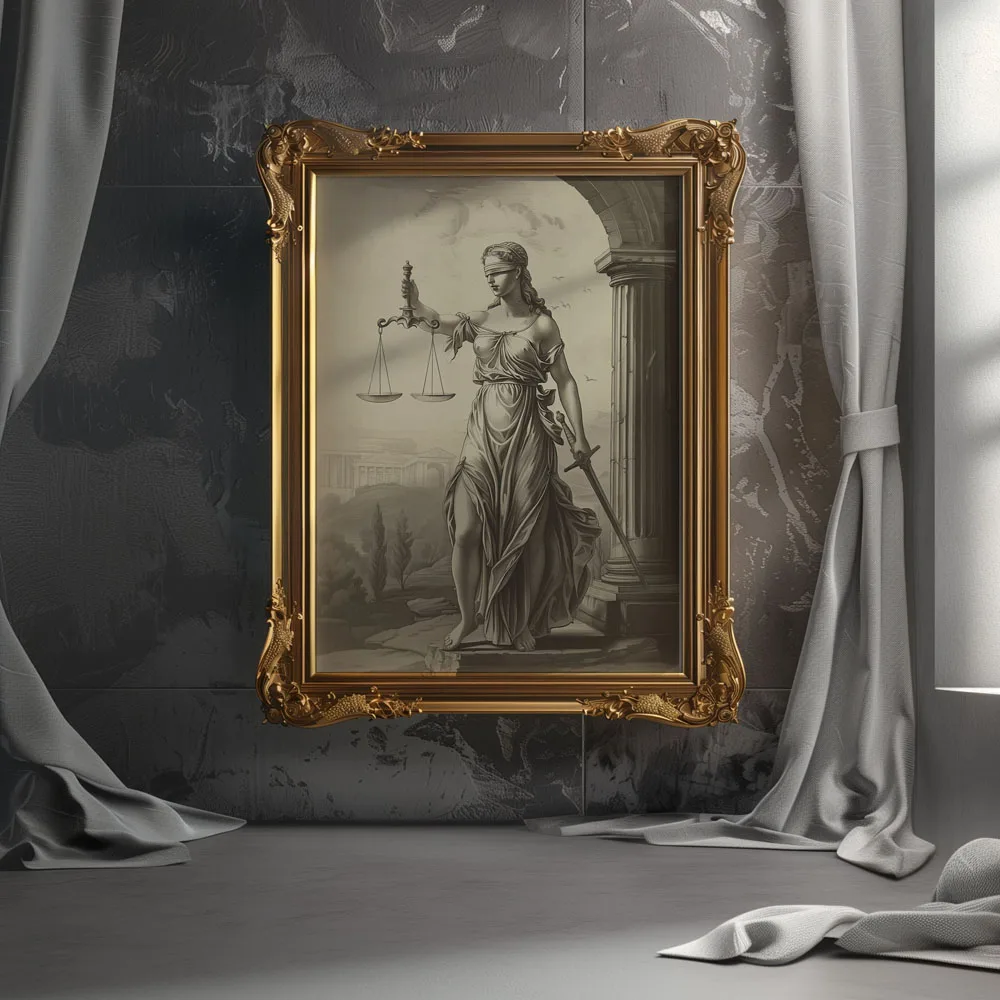 1pc Unframed Vintage Lady Justice Goddess Themis Poster Canvas Print Painting Wall Art Bedroom Study Studio Living Room Home Dec