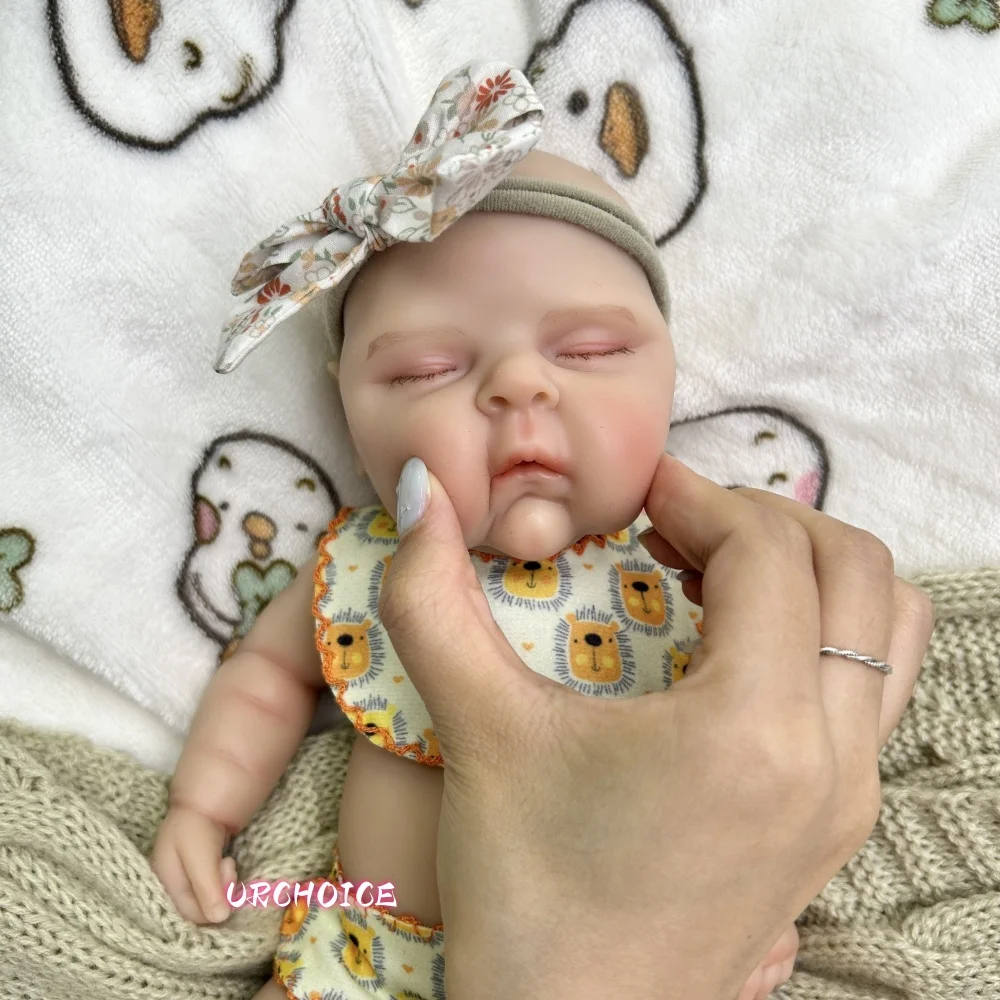 Mini 12-calowa Lalka Reborn dla Dziewczynki Brzoskwiniowa Pulchna Całe Ciało Silikonowa Elastyczne Ruchome Ciało Realistyczne Detale Prezent na Boże Narodzenie Zabawka dla Dzieci