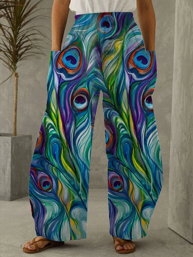 Pantalon taille haute décontracté à la mode avec motif de plumes, pantalon large de niche, coupe adt, nouveau design, automne, WC5