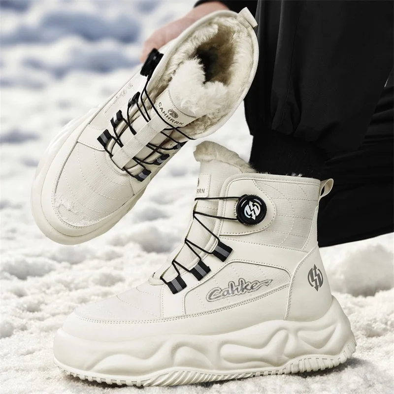 2025 شتاء جديد سميك سوليد اتجاه رياضي غير رسمي عادية عالية الجودة حجم كبير الثلوج مع أفخم العزل أحذية قطنية متعددة الاستخدامات