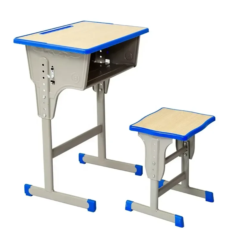 Modern Classroom Furniture Elementary School Student Desk and Chair Single Seat Set for School Use Steel Construction