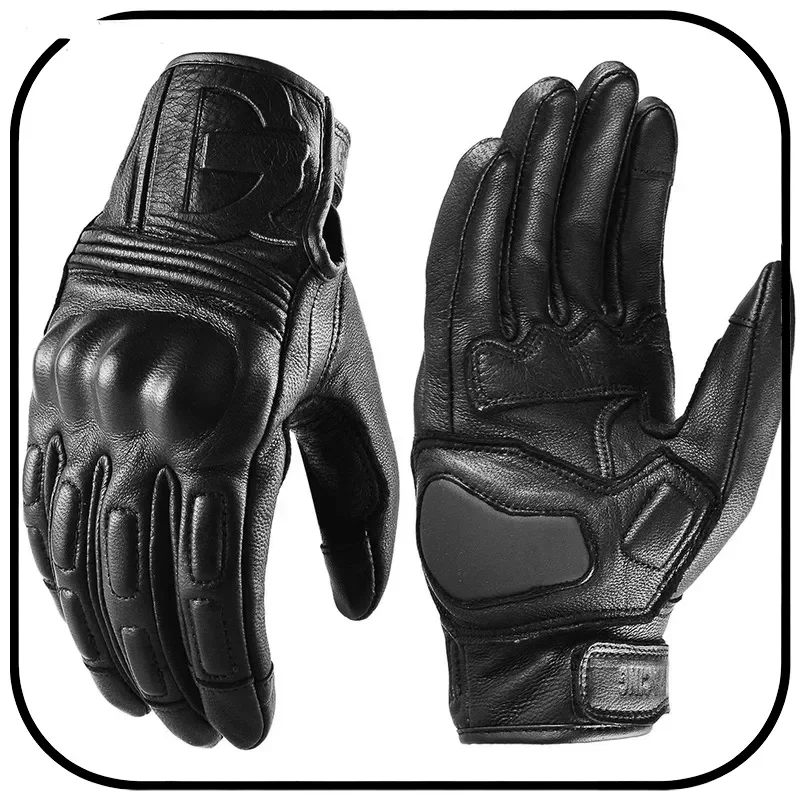 

Motorcycle Riding Gloves Made Of Genuine Leather Retro Anti Fall Knight Motorcycle Equipment All Season Windproof Gloves