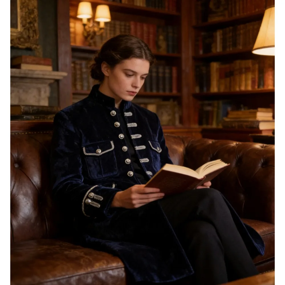 Men's Steampunk Tailcoat Gothic Victorian Overcoat Pure Color Uniform LARP Costume