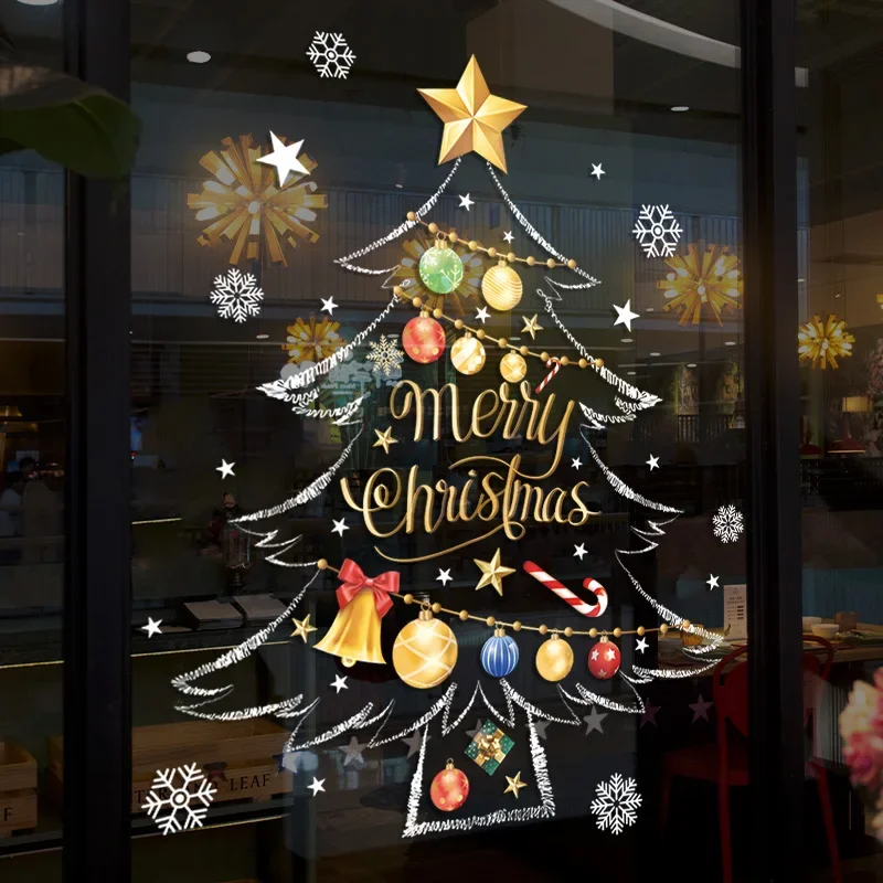 

Christmas tree stickers, Christmas decoration scene arrangement, glass and door sticker, shopping mall shop window Sticker