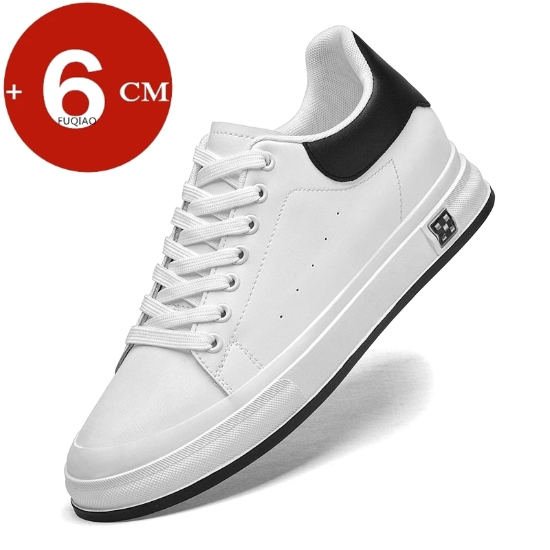 

6CM Men's Height Increase Sneakers Casual Elevator Shoes Comfortable Breathable Leather Lace-up Fashion Trainers Walking Sports