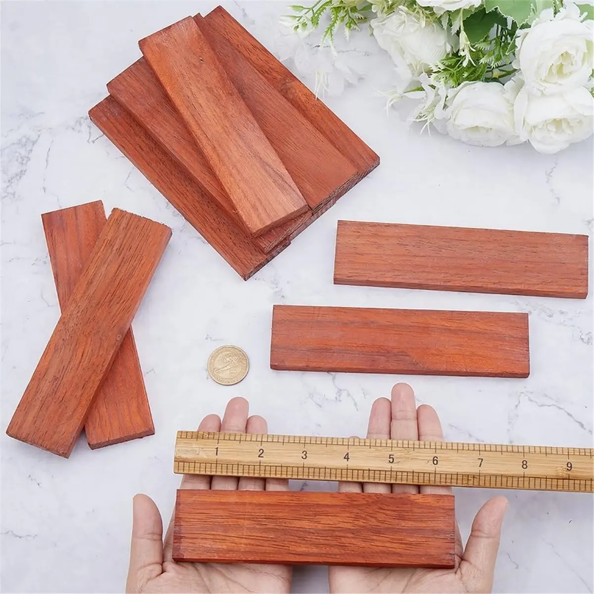 A167P ~10Pcs Wood Handles, Brown Natural Wood Handle Scales for DIY Music Instruments Tools Crafts