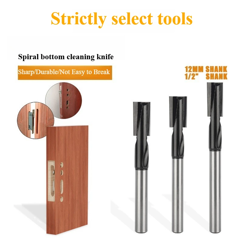 Black Spiral Surfacing Bit Lock Hole Mortise Milling Cutter, Woodworking Router Bit for Door Panel Table Surfacing Processing