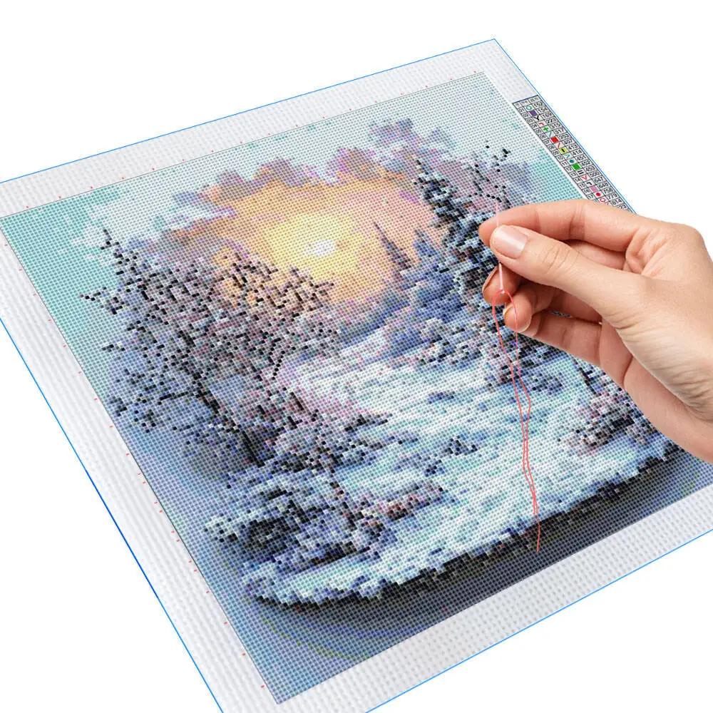 New Arrivals Print Canvas Painting 11ct Cross Stitch Kit Winter Landscape Sunset Handmade Gift for Living Room