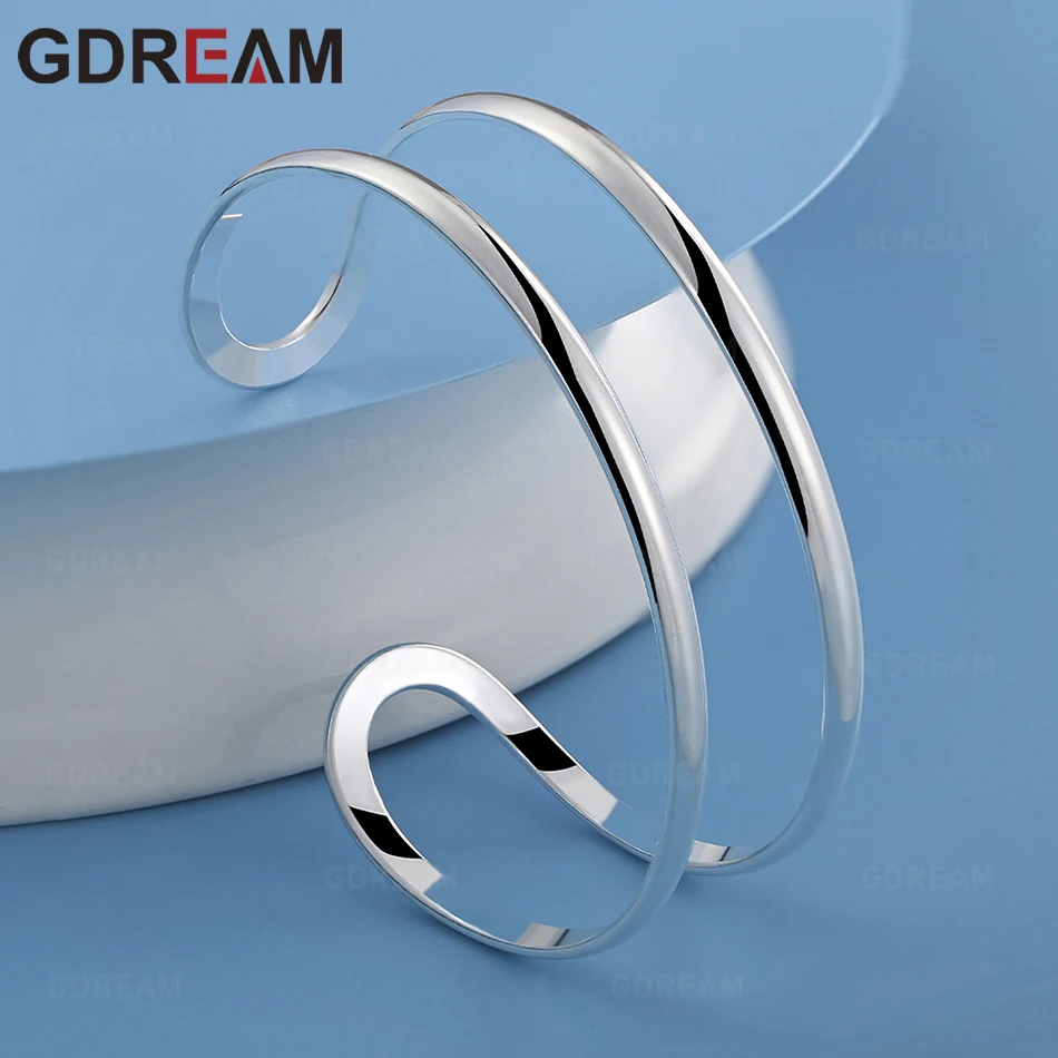 

GDREAM 925 Sterling Silver Openwork Double-Layer Bar Bracelet With Adjustable Opening - Unique Women'S Jewelry For Events