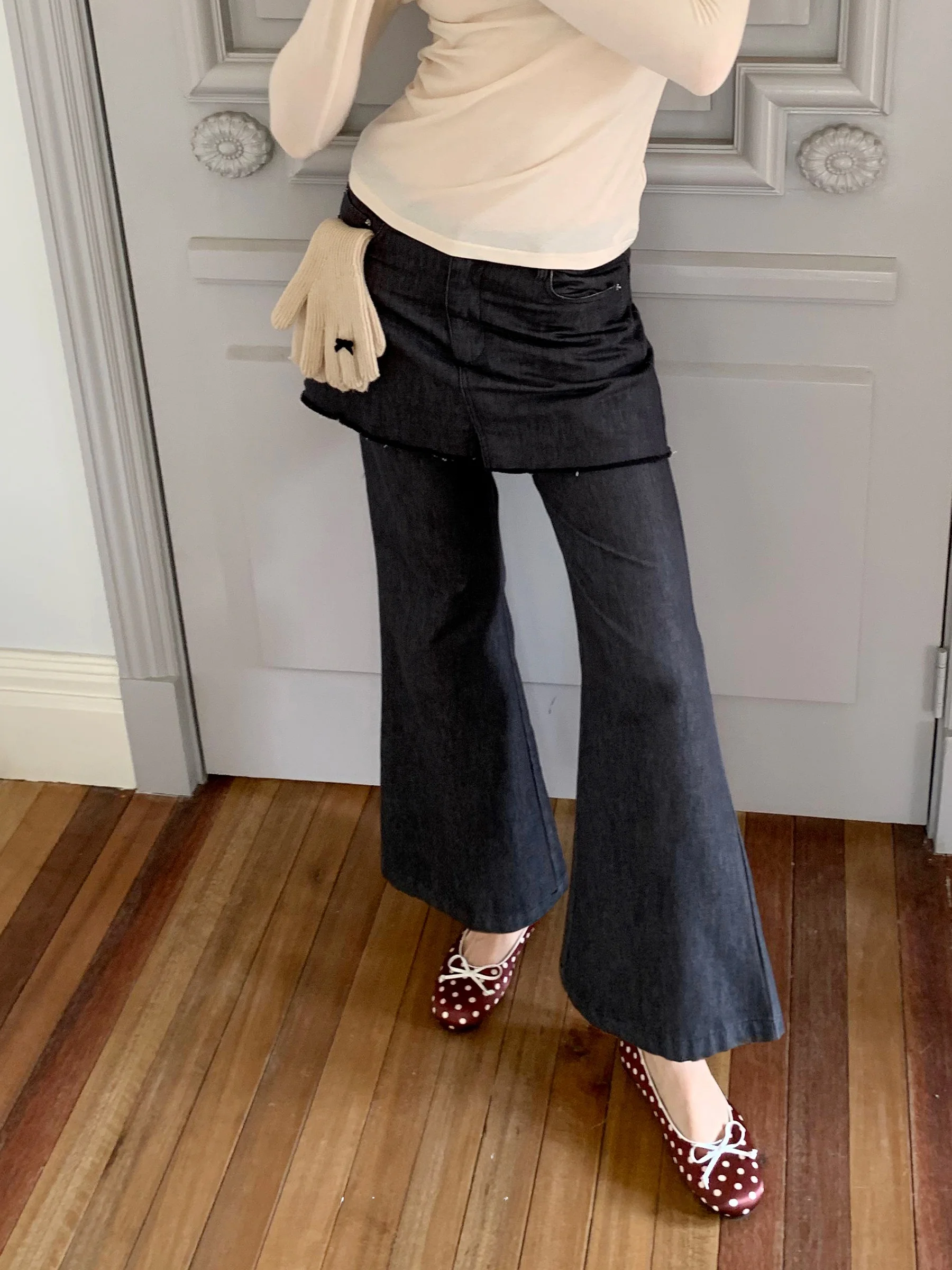 

JDE Design Sensation Retro High Waist Bell Bot Jeans Women's Spring New Sle Cotton Stretch Casual High Rise Denim