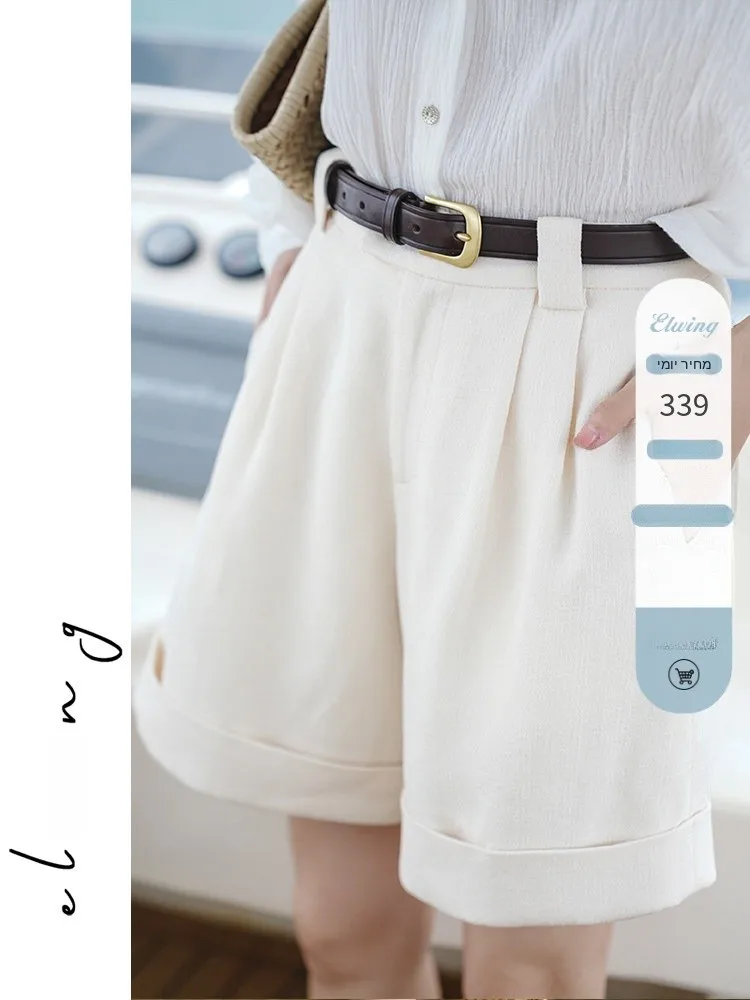 

Оригинальные утягивающие брюки Elwing с высокой талией, женские летние свободные универсальные широкие брюки с манжетами для повседневной носки и офиса