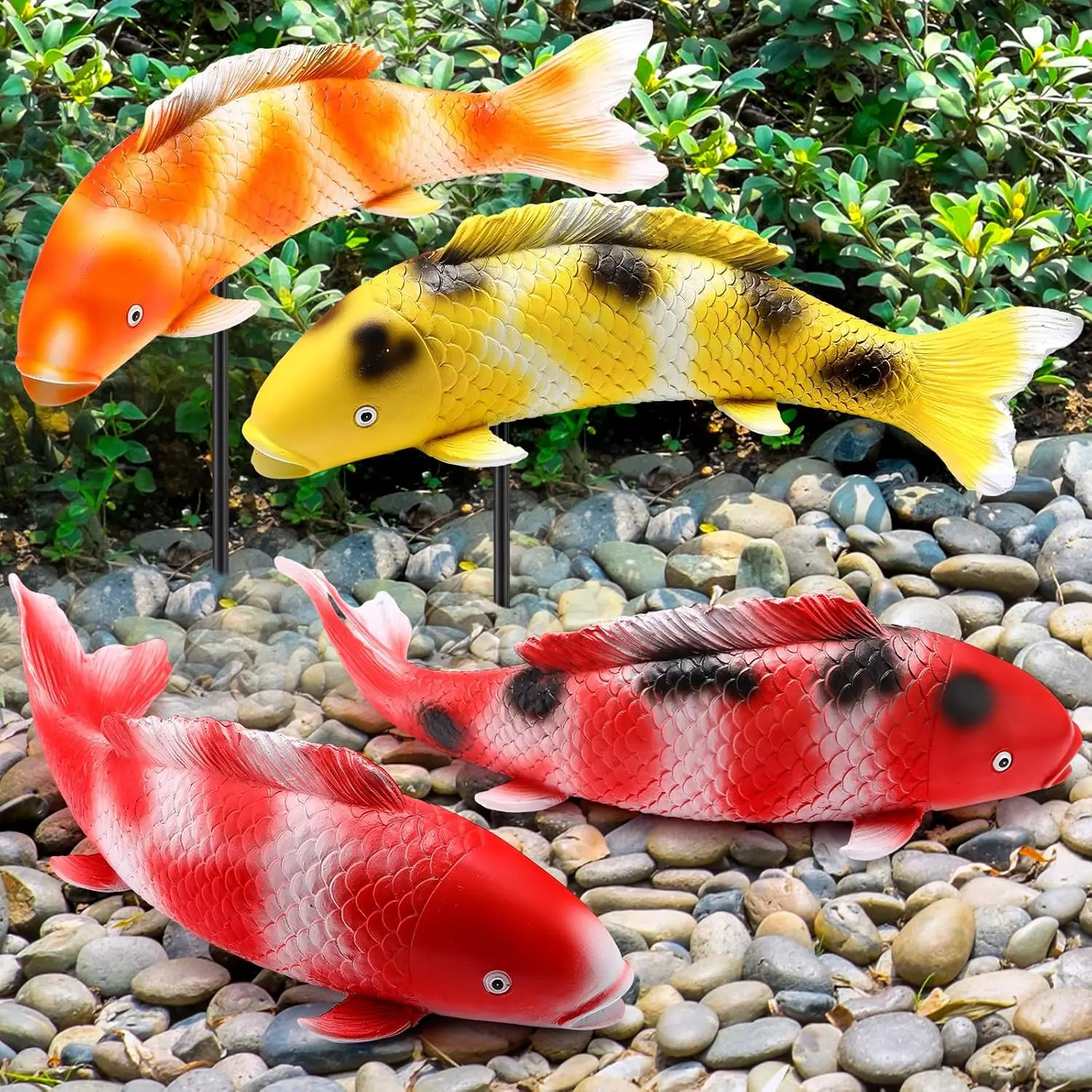 

4 Pack 14 Inch Garden Statues Koi Fish Decor Outdoors Fish Statue for Pond Decor Japanese Garden Sculpture for Lawn Art H