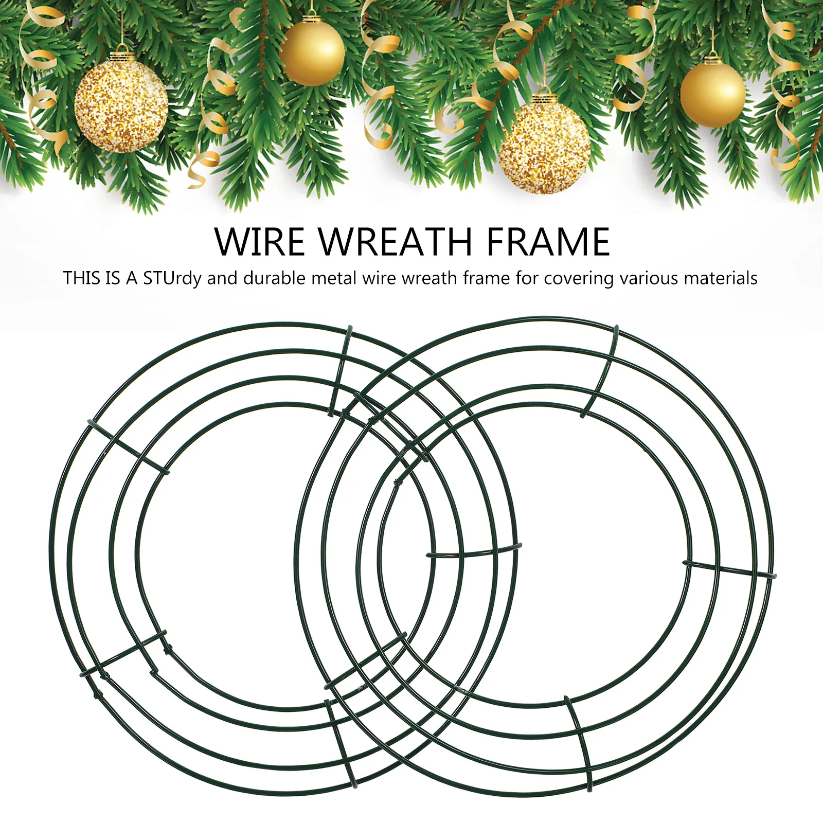 

5pcs Metal Wreath Frame Green Round Wire Rings For Diy Christmas Wreath Making Supplies Party Decorations Craft