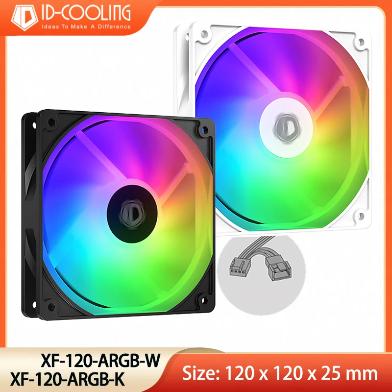 

ID-COOLING XF-120-ARGB-K 120mm Case Fan ARGB 5V3PIN Connector MB Sync PWM Fan Silent Fan for CPU Cooler/Radiator/PC Chassis