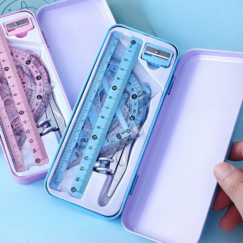 눈금자 연필 세트, 기하학 수학 학생 드로잉 문구, 소년 소녀 선물, 학용품, 7 개/세트