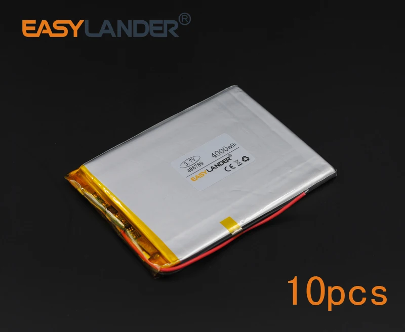 

10pcs/Lot 3.7V 4000mAh 486789 Polymer Li-ion Battery For E-Book Power Bank PDA Portable DVD Consumer electronics safety lamp GPS