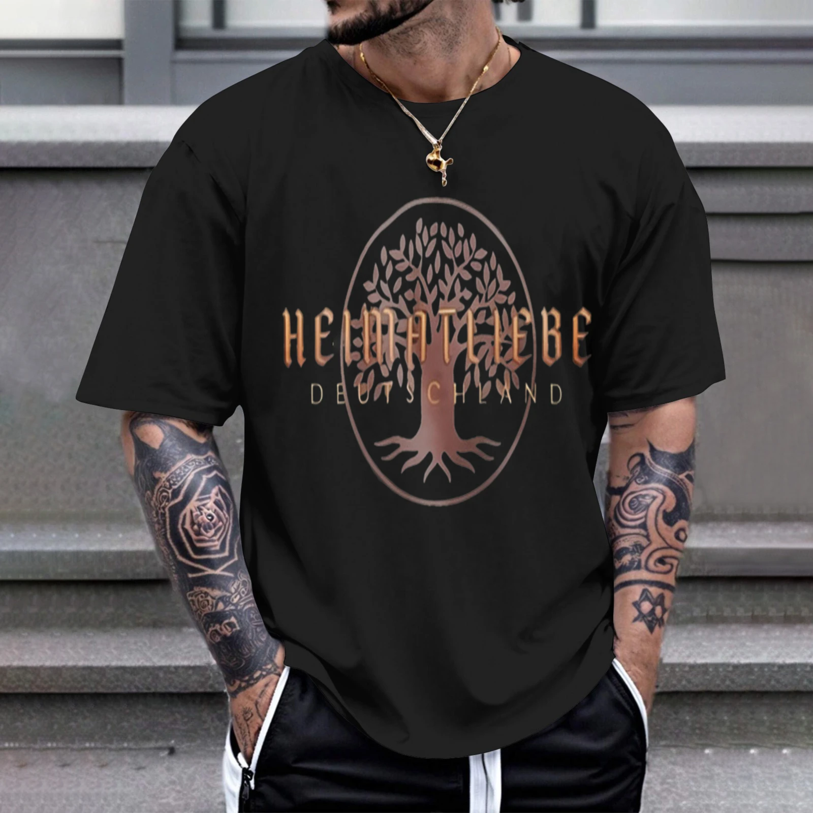 Herren-T-Shirt „Heroism“ mit deutschem Wappen, Symbol der Perfektion für Freizeitkleidung, Partys und Karnevalsauftritte