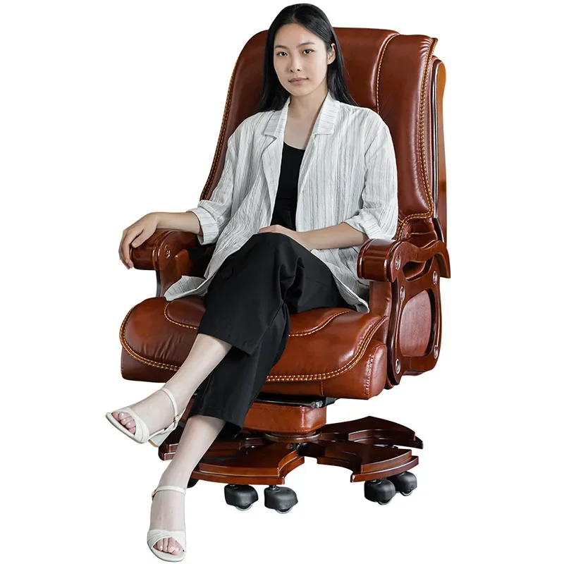 Black Leather Office Chair Desk Pillow Mechanism Execcery Recliner Office Chair Nordic Wheels Relaxing Chaise De Bureau Chairs