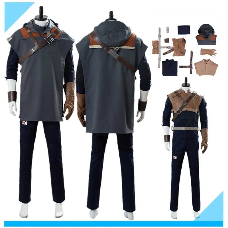 Disfraz de Cosplay de TV Roleplay Cal Kestis para hombre adulto, uniforme, pantalones, cinturón, guantes, trajes, traje de fiesta de Carnaval de Halloween