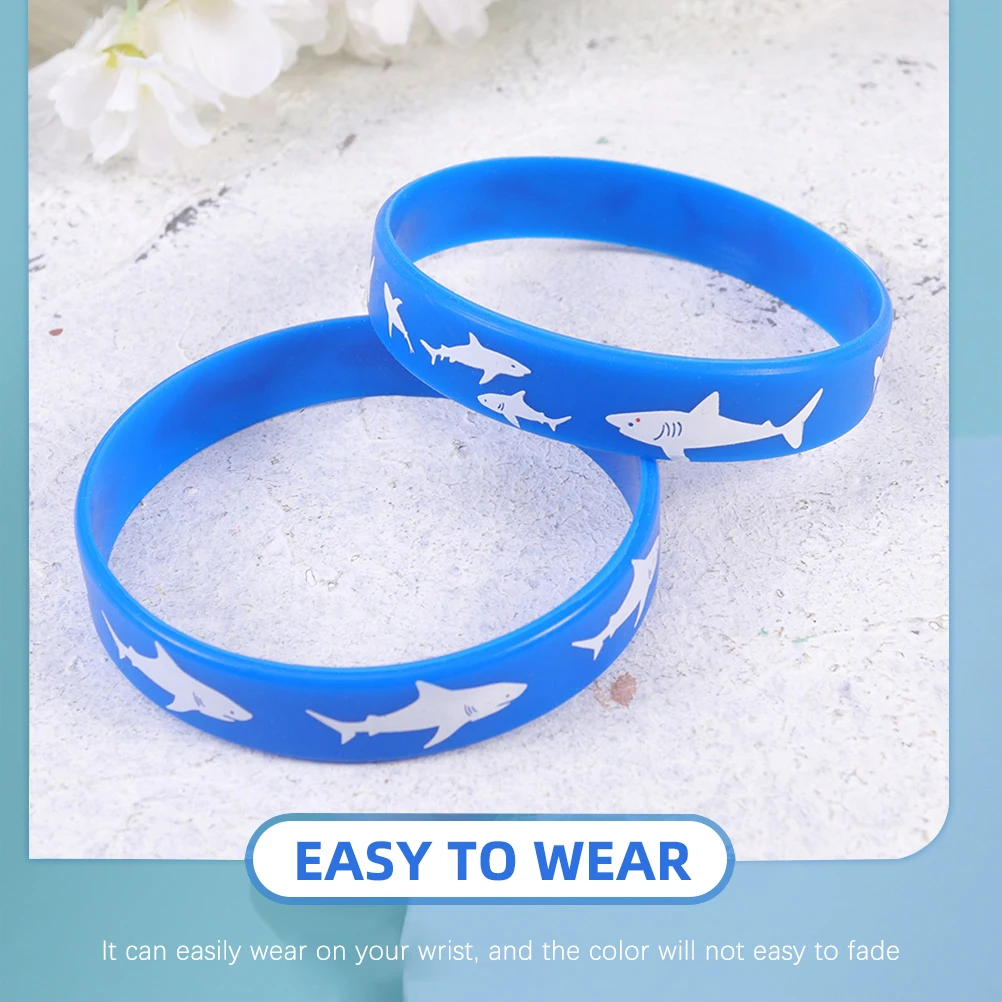 

25Pcs Silicone Wristbands Shark Party Favors Kids Birthday Waterproof Soft Stretch Bracelets for Boys Girls Bulk Gifts