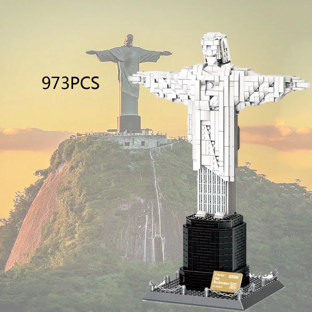 Tijolo criativo arquitetura mundialmente famosa cristo redentor bloco de construção modelo define rio de janeiro brasil brinquedos coleção