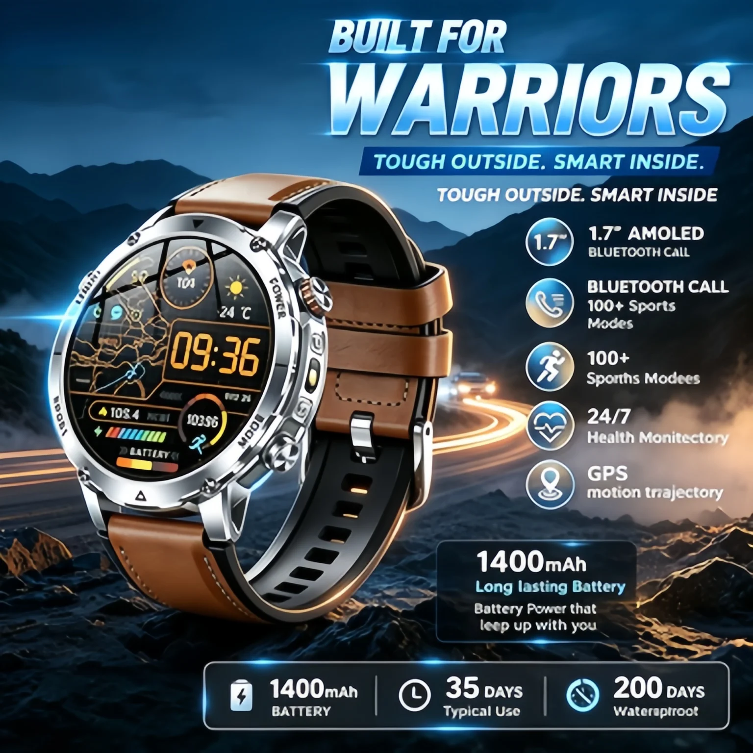 2026 T-REX PRO Hiking GPS Smart Watch 1400mAh 1.7