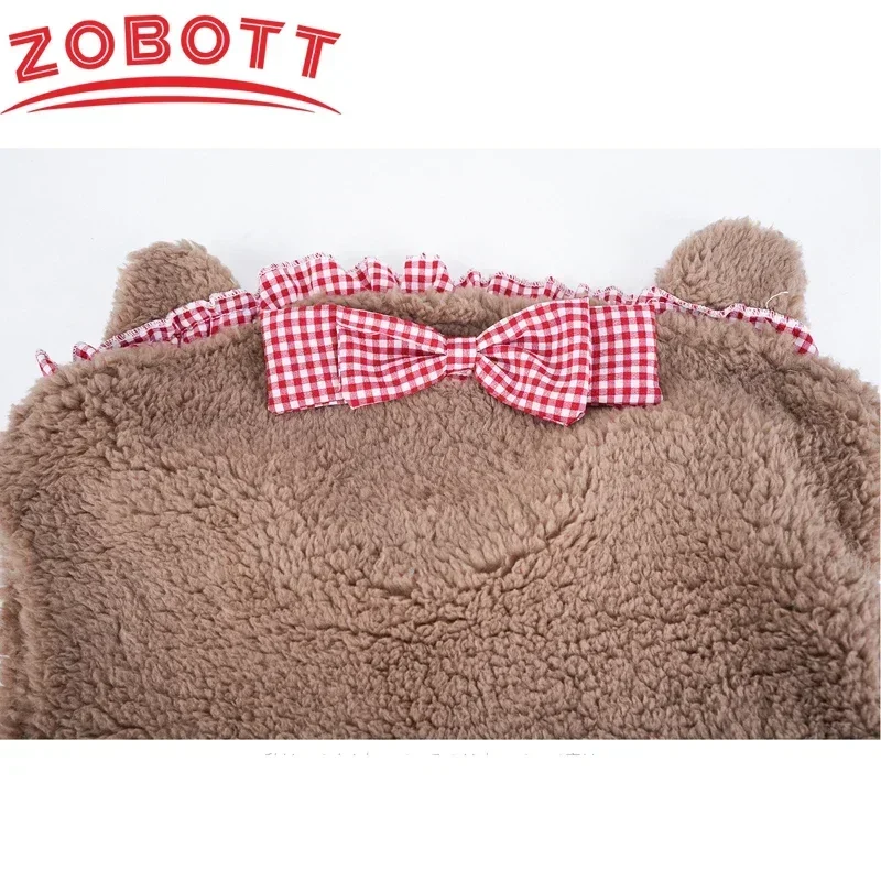 Juguetes calientes de invierno cálido lindo vestido de oso de peluche para mujer gato a cuadros mucama Lolita Unifrom trajes disfraces Cosplay