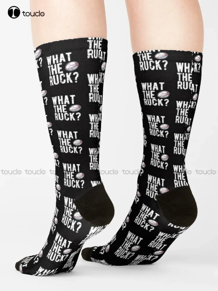 Rugby Pun What The Ruck Rugby Players Gift T Shirt Socks Purple Socks 360° Digital Print Unisex Adult Teen Youth Socks Gift