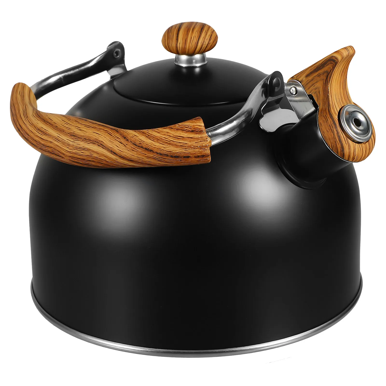 

1Pcs Whistle Tea Kettle 2.5L Wooden Handle Food-Grade Stainless Steel Rapid Heating Automatic Whistling Household Office Kitchen